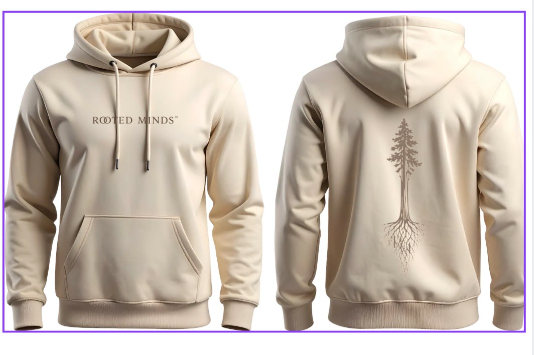 Rooted Minds Sweatshirt — front and back flat lay