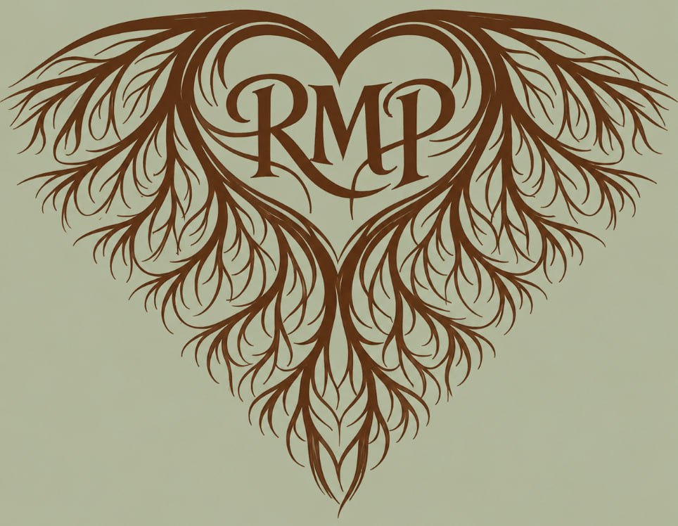 Rooted Minds Project logo — roots forming a heart with RMP